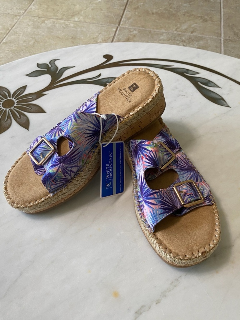 New White Mountain Espadrille Wedge Beach Sandals